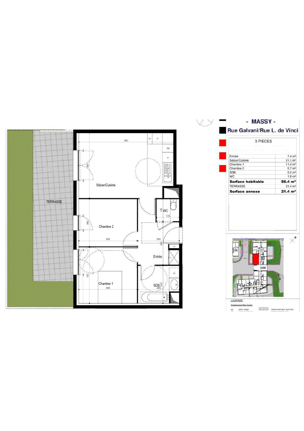 Photo 1 du bien immobilier Appartement T3 à Massy – Ref LA2305